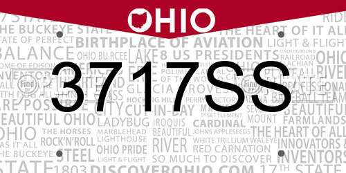 3717SS Ohio License Plate