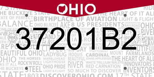 37201B2 Ohio License Plate