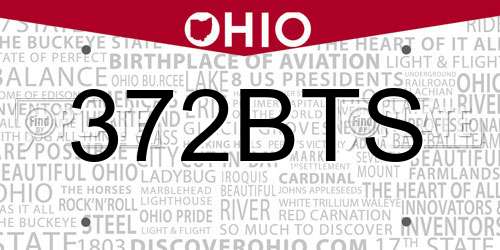 372BTS Ohio License Plate