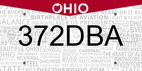 372DBA Ohio License Plate