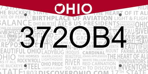 372OB4 Ohio License Plate