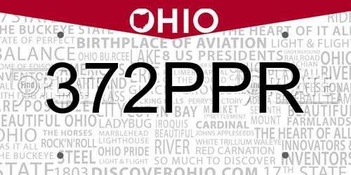 372PPR Ohio License Plate