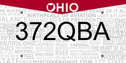372QBA Ohio License Plate