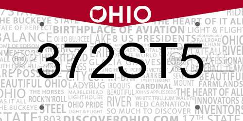 372ST5 Ohio License Plate
