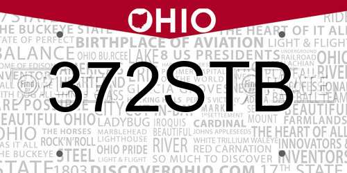 372STB Ohio License Plate