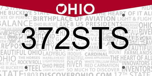 372STS Ohio License Plate