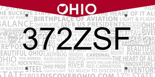 372ZSF Ohio License Plate