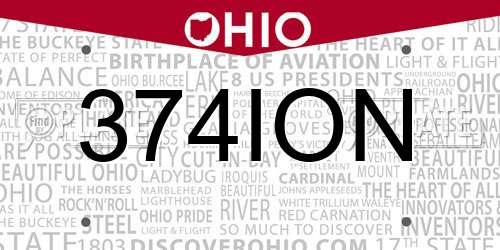 374ION Ohio License Plate