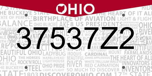 37537Z2 Ohio License Plate