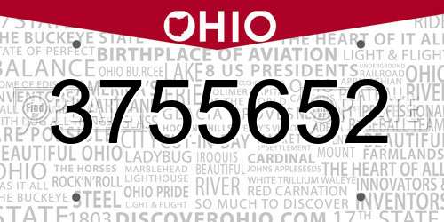 3755652 Ohio License Plate