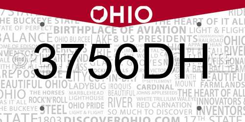 3756DH Ohio License Plate