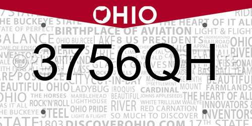 3756QH Ohio License Plate