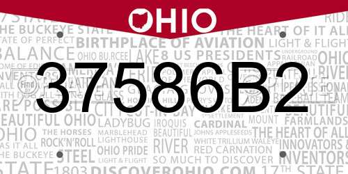 37586B2 Ohio License Plate