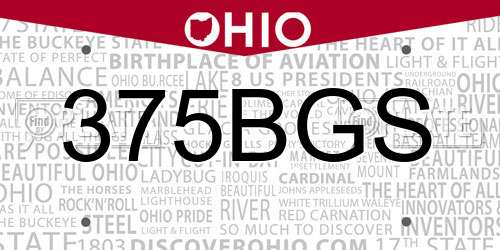375BGS Ohio License Plate