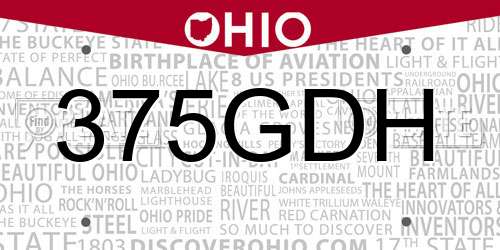 375GDH Ohio License Plate