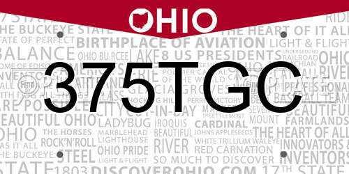 375TGC Ohio License Plate