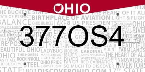 377OS4 Ohio License Plate