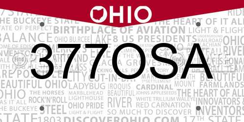 377OSA Ohio License Plate