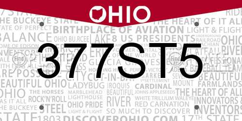 377ST5 Ohio License Plate