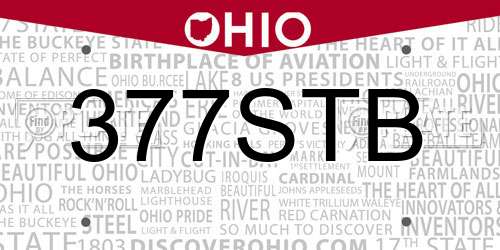 377STB Ohio License Plate