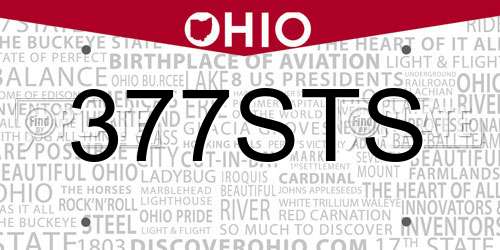 377STS Ohio License Plate