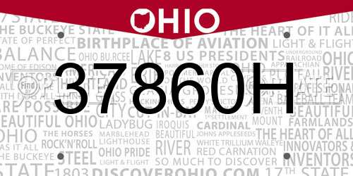37860H Ohio License Plate