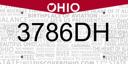 3786DH Ohio License Plate