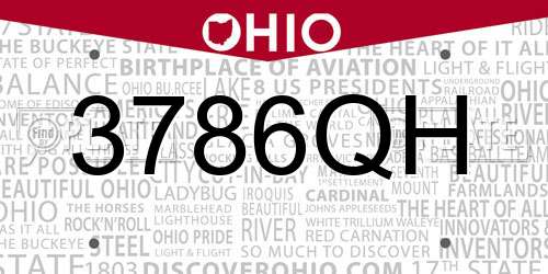 3786QH Ohio License Plate