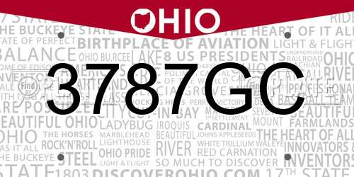 3787GC Ohio License Plate
