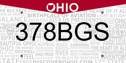 378BGS Ohio License Plate