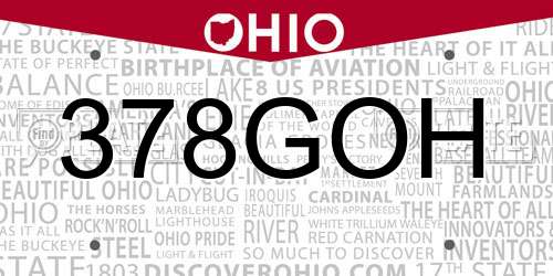378GOH Ohio License Plate