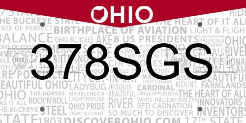 378SGS Ohio License Plate