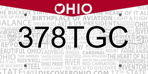 378TGC Ohio License Plate