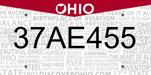 37AE455 Ohio License Plate