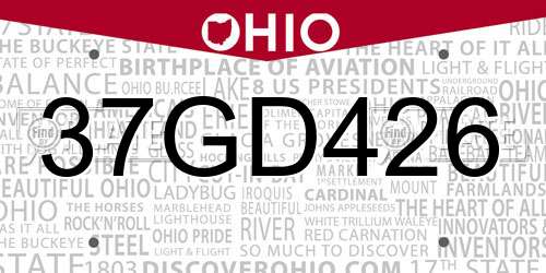 37GD426 Ohio License Plate