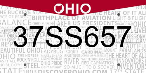37SS657 Ohio License Plate