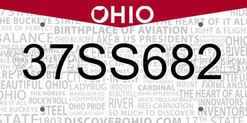 37SS682 Ohio License Plate