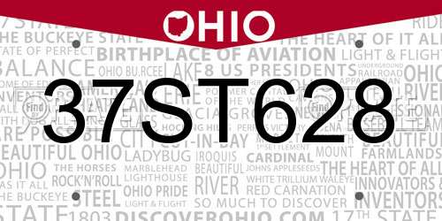 37ST628 Ohio License Plate