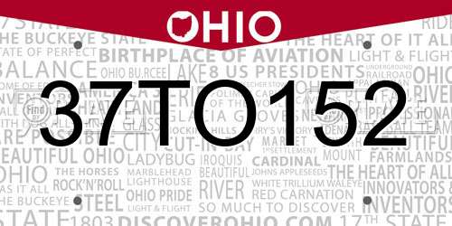 37TO152 Ohio License Plate