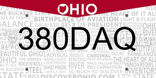 380DAQ Ohio License Plate