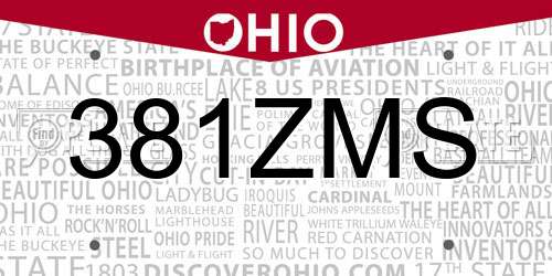381ZMS Ohio License Plate