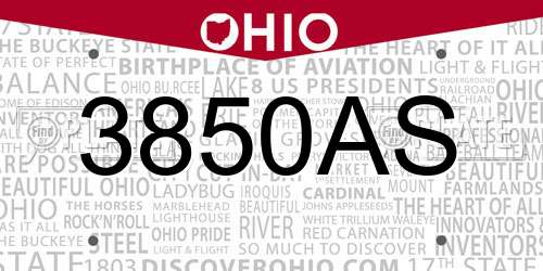 3850AS Ohio License Plate