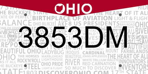 3853DM Ohio License Plate