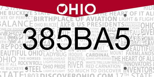385BA5 Ohio License Plate