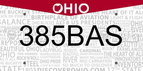 385BAS Ohio License Plate