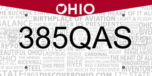385QAS Ohio License Plate