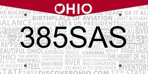 385SAS Ohio License Plate