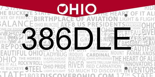 386DLE Ohio License Plate