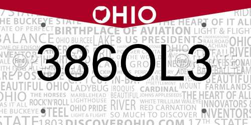386OL3 Ohio License Plate