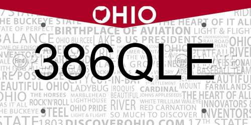 386QLE Ohio License Plate